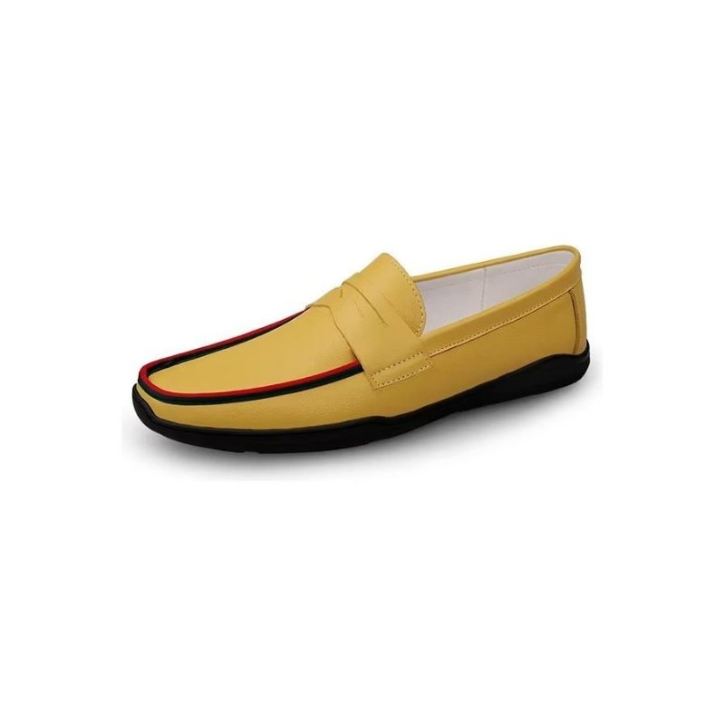 Ανδρικά Παπούτσια Casual Κομψά Pu Slip-on Loafers Με Μεταλλική Μόδα - Κίτρινο