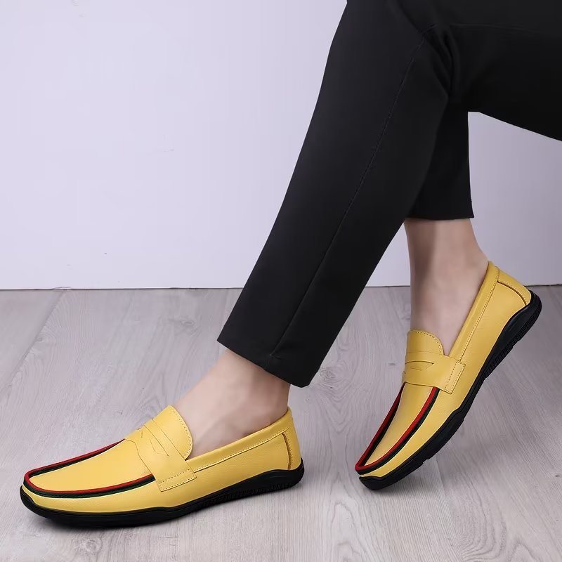 Ανδρικά Παπούτσια Casual Κομψά Pu Slip-on Loafers Με Μεταλλική Μόδα - Κίτρινο