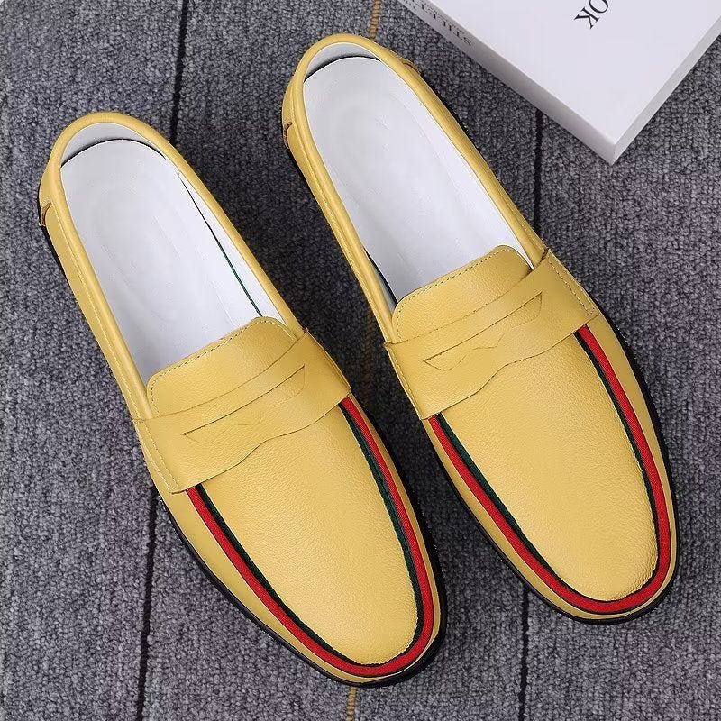 Ανδρικά Παπούτσια Casual Κομψά Pu Slip-on Loafers Με Μεταλλική Μόδα - Κίτρινο