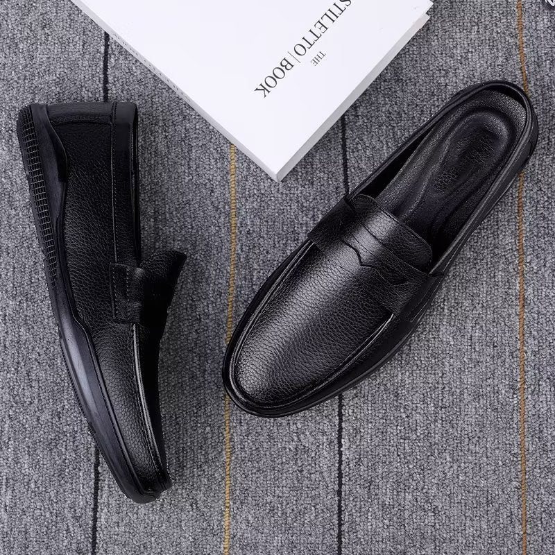 Ανδρικά Παπούτσια Casual Κομψά Pu Slip-on Loafers Με Μεταλλική Μόδα - Μαύρη