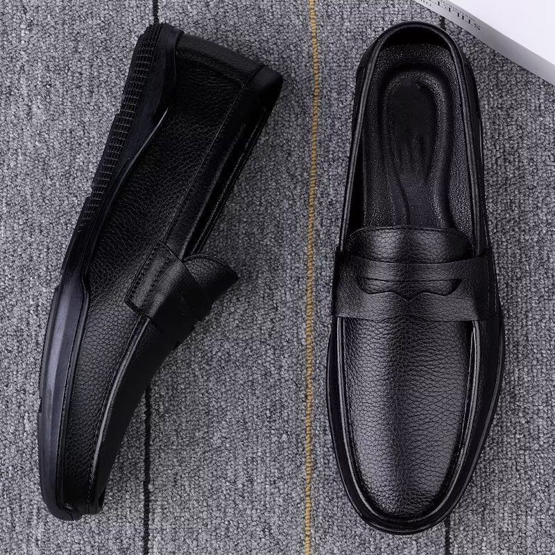 Ανδρικά Παπούτσια Casual Κομψά Pu Slip-on Loafers Με Μεταλλική Μόδα - Μαύρη