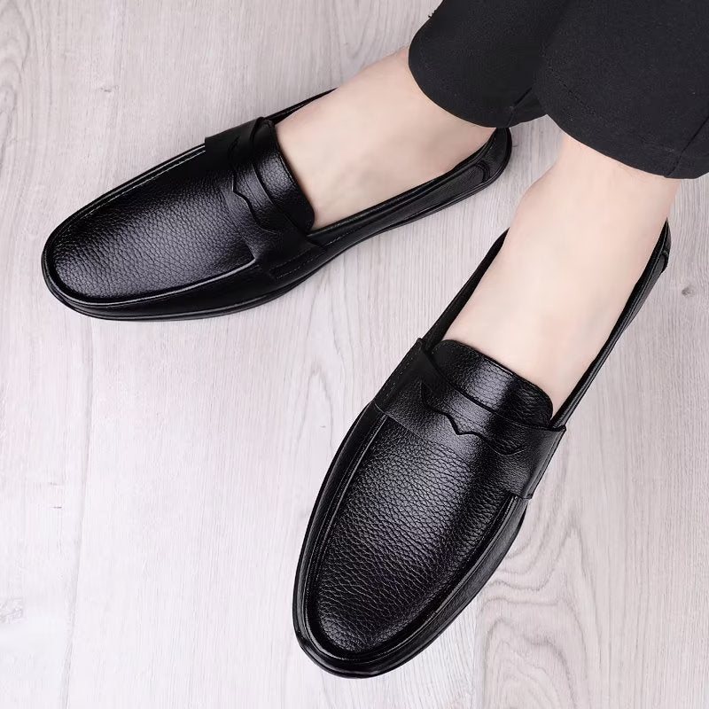 Ανδρικά Παπούτσια Casual Κομψά Pu Slip-on Loafers Με Μεταλλική Μόδα - Μαύρη