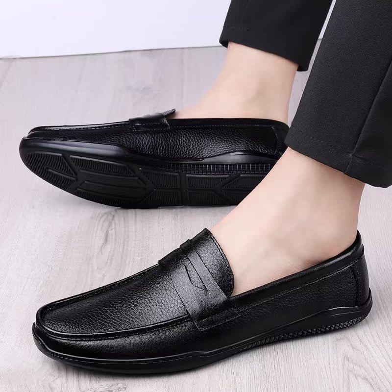 Ανδρικά Παπούτσια Casual Κομψά Pu Slip-on Loafers Με Μεταλλική Μόδα - Μαύρη