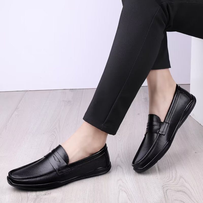 Ανδρικά Παπούτσια Casual Κομψά Pu Slip-on Loafers Με Μεταλλική Μόδα - Μαύρη