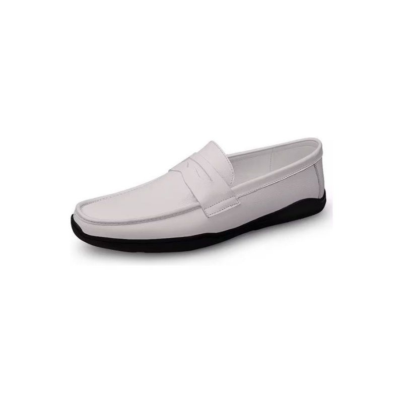 Ανδρικά Παπούτσια Casual Κομψά Pu Slip-on Loafers Με Μεταλλική Μόδα - Λευκή Τρύπα