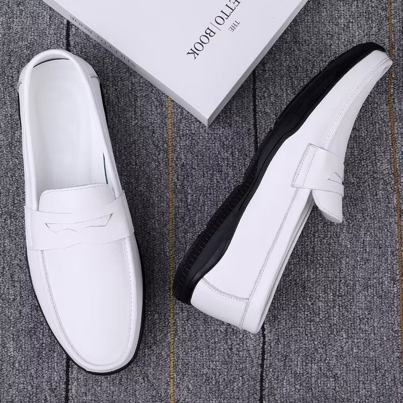 Ανδρικά Παπούτσια Casual Κομψά Pu Slip-on Loafers Με Μεταλλική Μόδα - Λευκή Τρύπα