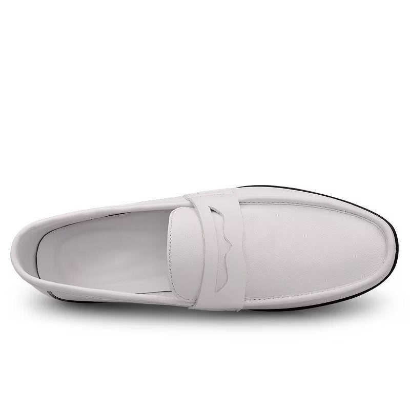 Ανδρικά Παπούτσια Casual Κομψά Pu Slip-on Loafers Με Μεταλλική Μόδα - Λευκή Τρύπα