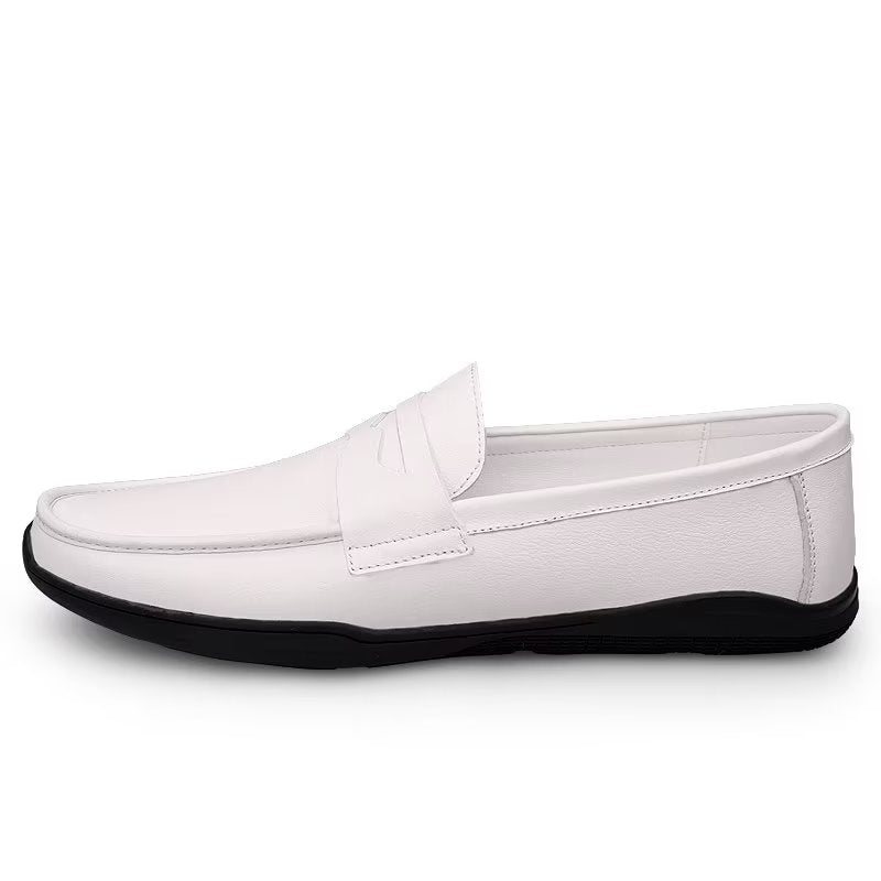 Ανδρικά Παπούτσια Casual Κομψά Pu Slip-on Loafers Με Μεταλλική Μόδα - Λευκή Τρύπα