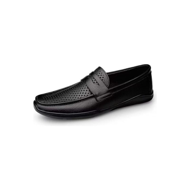 Ανδρικά Παπούτσια Casual Κομψά Pu Slip-on Loafers Με Μεταλλική Μόδα - Μαύρη Τρύπα