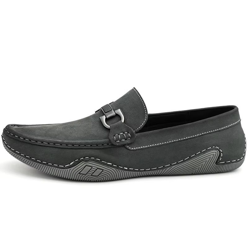 Ανδρικά Παπούτσια Casual Κομψά Slip-on Loafers Με Μεταλλική Μόδα - Γκρι