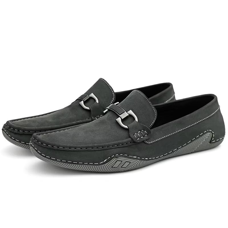 Ανδρικά Παπούτσια Casual Κομψά Slip-on Loafers Με Μεταλλική Μόδα - Γκρι