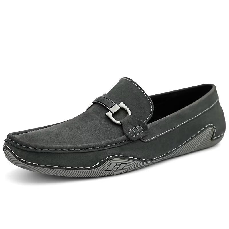 Ανδρικά Παπούτσια Casual Κομψά Slip-on Loafers Με Μεταλλική Μόδα - Γκρι