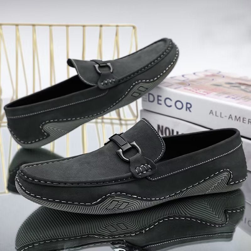 Ανδρικά Παπούτσια Casual Κομψά Slip-on Loafers Με Μεταλλική Μόδα - Γκρι