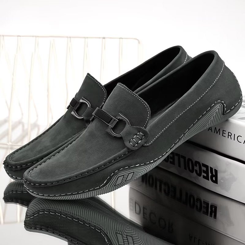 Ανδρικά Παπούτσια Casual Κομψά Slip-on Loafers Με Μεταλλική Μόδα - Γκρι