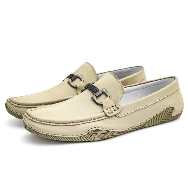 Ανδρικά Παπούτσια Casual Κομψά Slip-on Loafers Με Μεταλλική Μόδα - Μπεζ