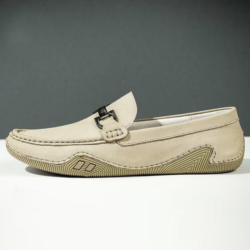 Ανδρικά Παπούτσια Casual Κομψά Slip-on Loafers Με Μεταλλική Μόδα - Μπεζ