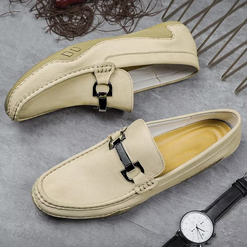 Ανδρικά Παπούτσια Casual Κομψά Slip-on Loafers Με Μεταλλική Μόδα - Μπεζ