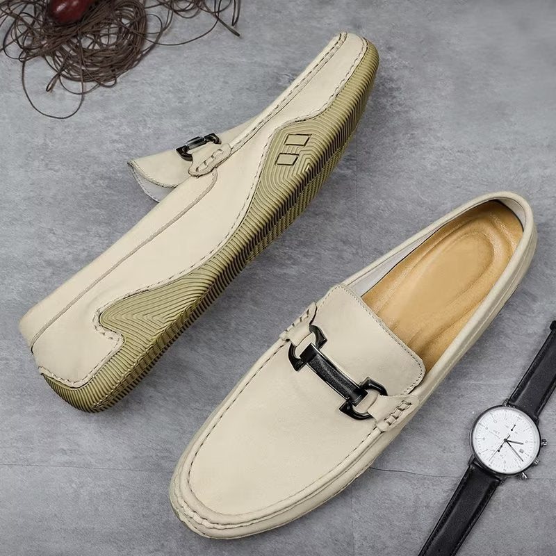 Ανδρικά Παπούτσια Casual Κομψά Slip-on Loafers Με Μεταλλική Μόδα - Μπεζ