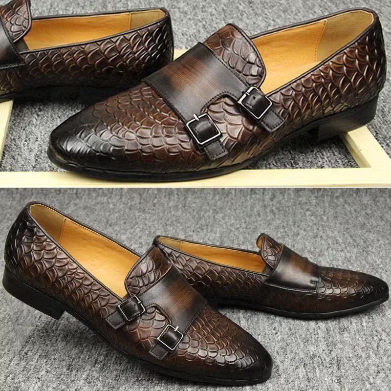 Ανδρικά Παπούτσια Casual Με Μοτίβο Croc Κομψό Slip On Loafers - Καφές