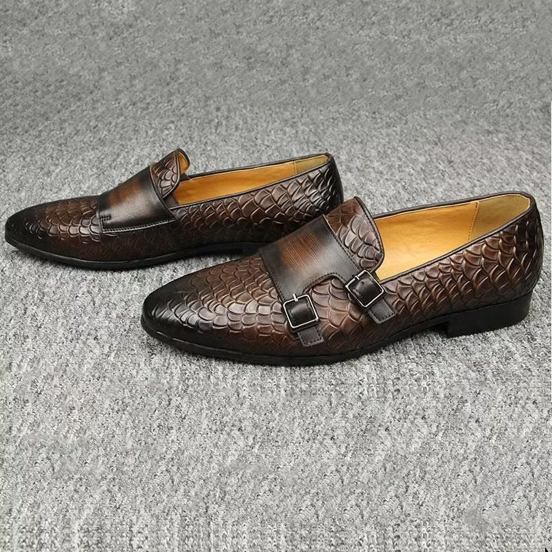 Ανδρικά Παπούτσια Casual Με Μοτίβο Croc Κομψό Slip On Loafers - Καφές