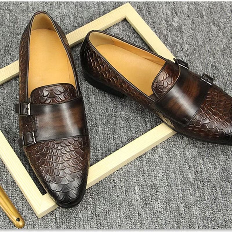 Ανδρικά Παπούτσια Casual Με Μοτίβο Croc Κομψό Slip On Loafers - Καφές