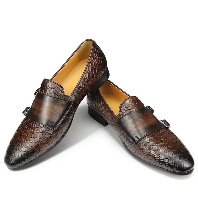 Ανδρικά Παπούτσια Casual Με Μοτίβο Croc Κομψό Slip On Loafers - Καφές