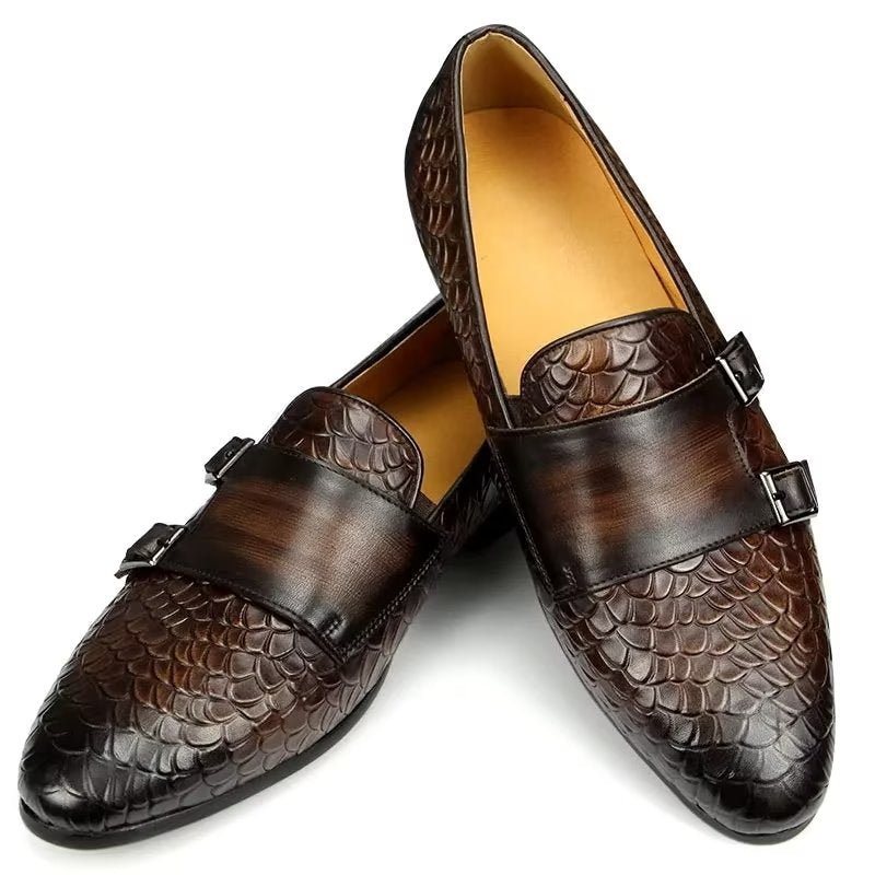 Ανδρικά Παπούτσια Casual Με Μοτίβο Croc Κομψό Slip On Loafers - Καφές