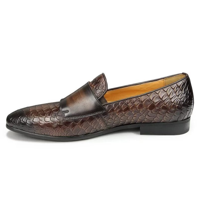 Ανδρικά Παπούτσια Casual Με Μοτίβο Croc Κομψό Slip On Loafers - Καφές