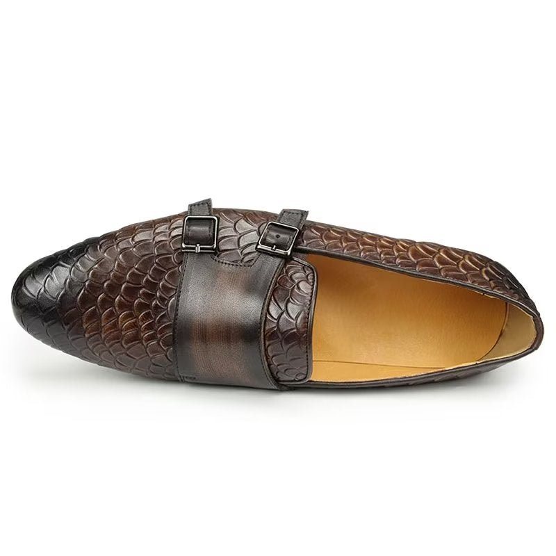 Ανδρικά Παπούτσια Casual Με Μοτίβο Croc Κομψό Slip On Loafers - Καφές