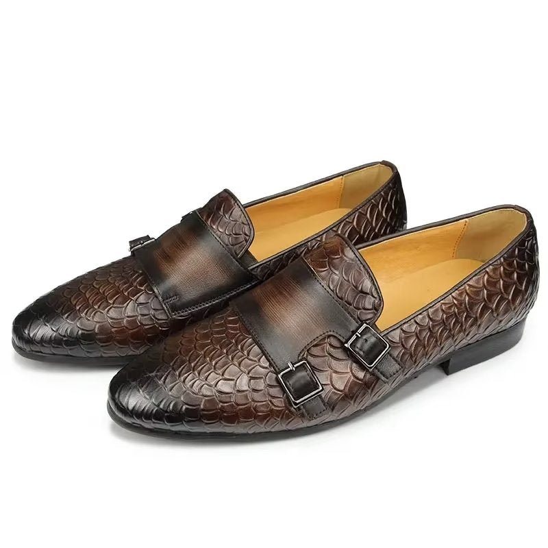 Ανδρικά Παπούτσια Casual Με Μοτίβο Croc Κομψό Slip On Loafers - Καφές