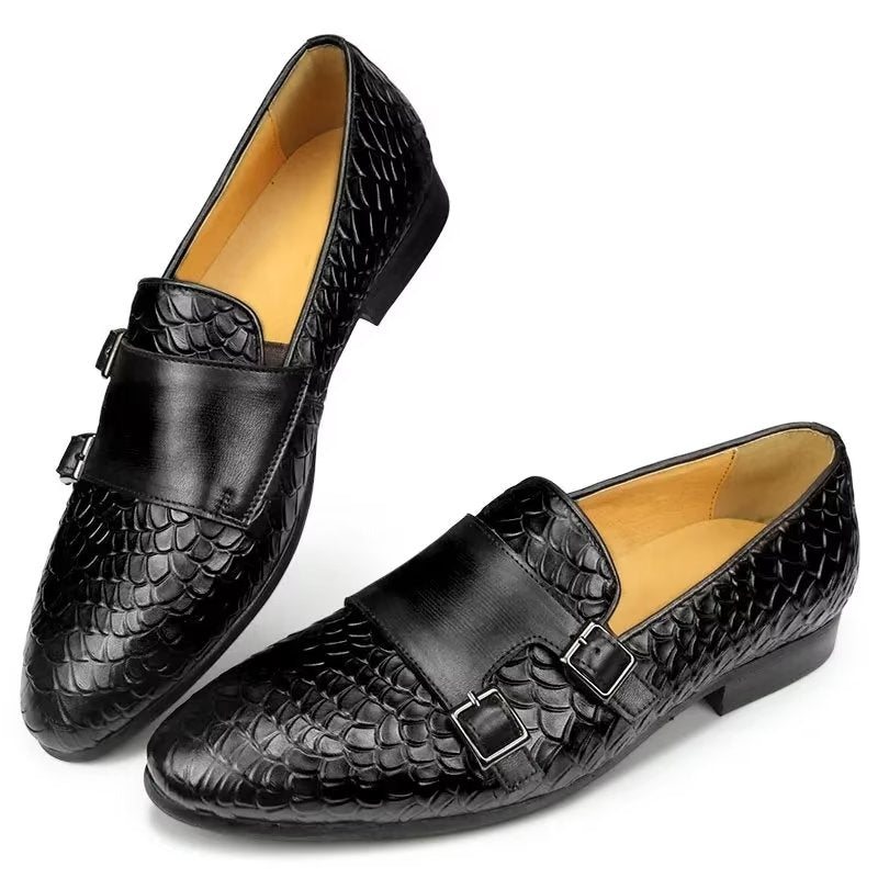 Ανδρικά Παπούτσια Casual Με Μοτίβο Croc Κομψό Slip On Loafers - Μαύρο