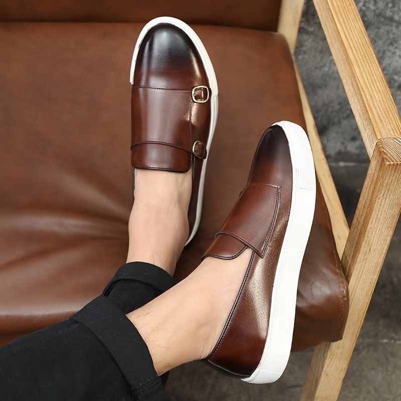 Ανδρικά Παπούτσια Casual Μοντέρνα Με Slip-on Πλατφόρμα - Καφέ