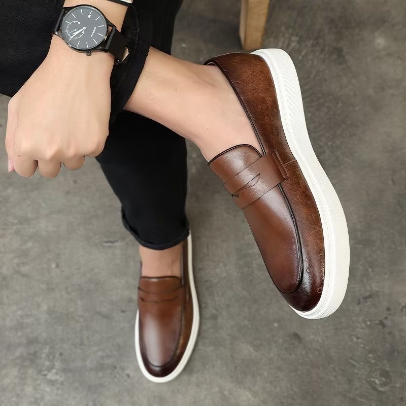 Ανδρικά Παπούτσια Casual Μοντέρνα Με Slip-on Πλατφόρμα - Καφέ