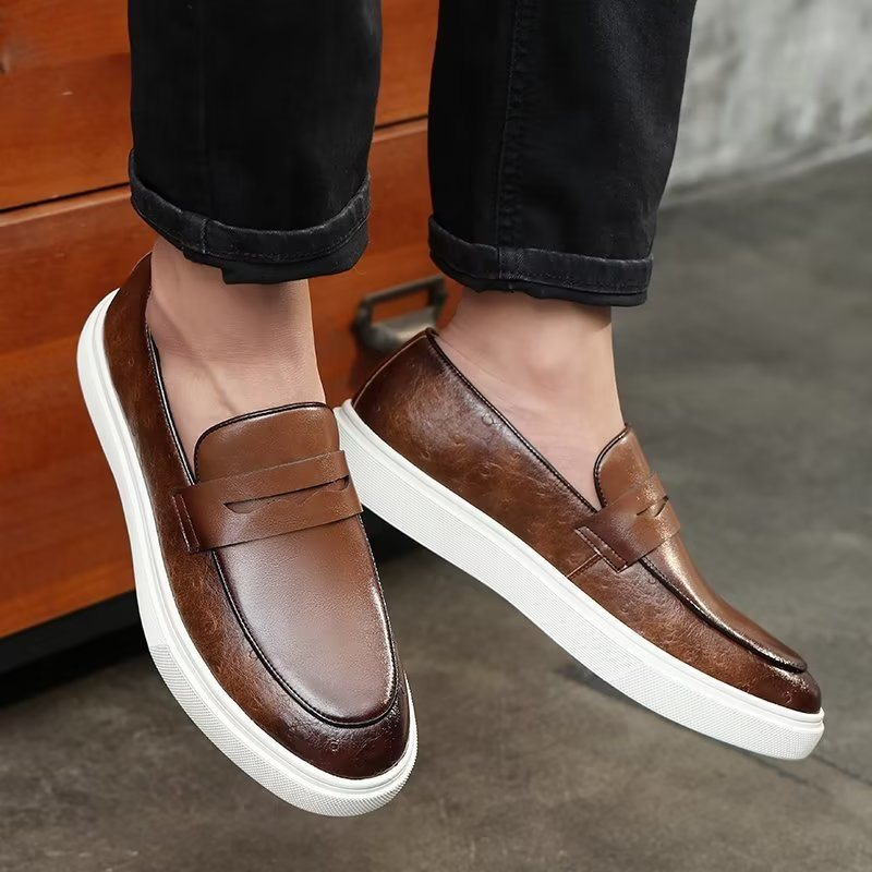 Ανδρικά Παπούτσια Casual Μοντέρνα Με Slip-on Πλατφόρμα - Καφέ