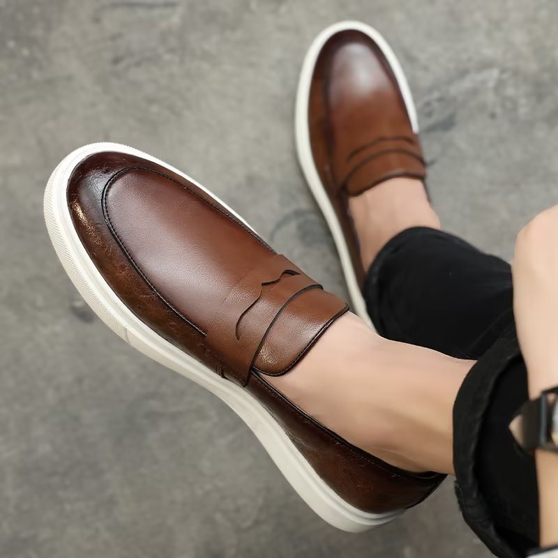 Ανδρικά Παπούτσια Casual Μοντέρνα Με Slip-on Πλατφόρμα - Καφέ