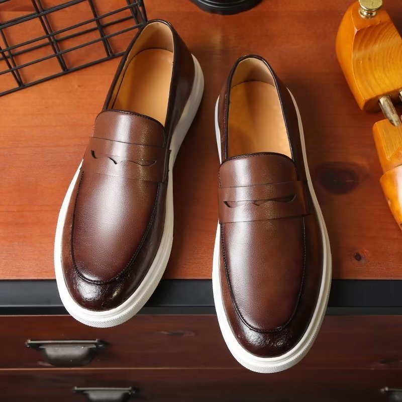 Ανδρικά Παπούτσια Casual Μοντέρνα Με Slip-on Πλατφόρμα - Καφέ