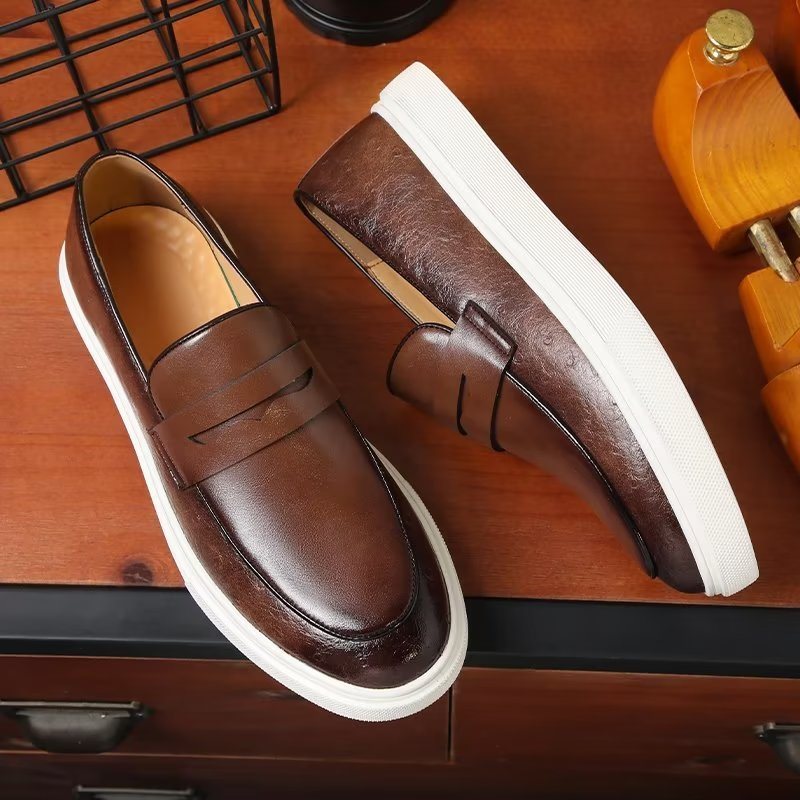 Ανδρικά Παπούτσια Casual Μοντέρνα Με Slip-on Πλατφόρμα - Καφέ