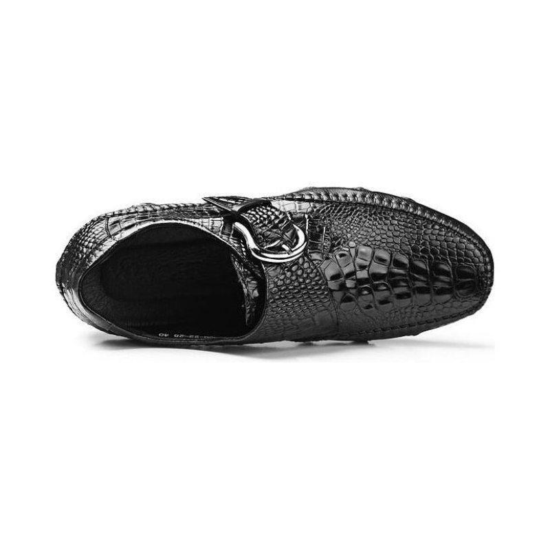 Ανδρικά Παπούτσια Casual Πολυτέλεια Alligator Texture Penny Loafers - Μαύρο