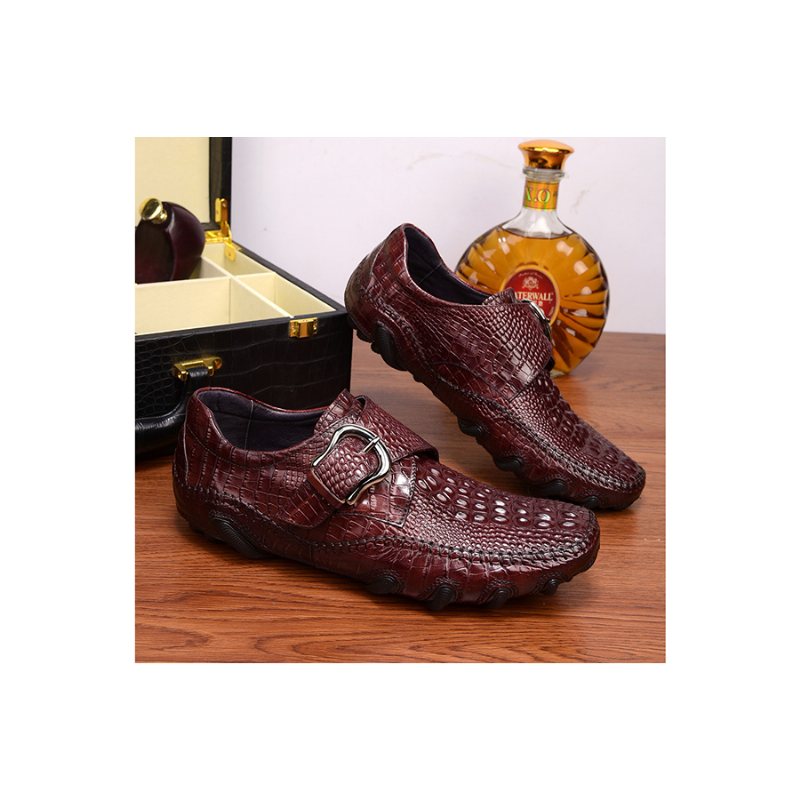 Ανδρικά Παπούτσια Casual Πολυτέλεια Alligator Texture Penny Loafers - Κόκκινο