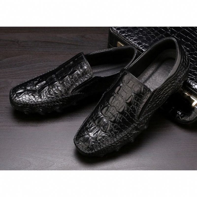 Ανδρικά Παπούτσια Casual Πολυτέλεια Alligator Texture Slip On Οξφόρδης - Μαύρο