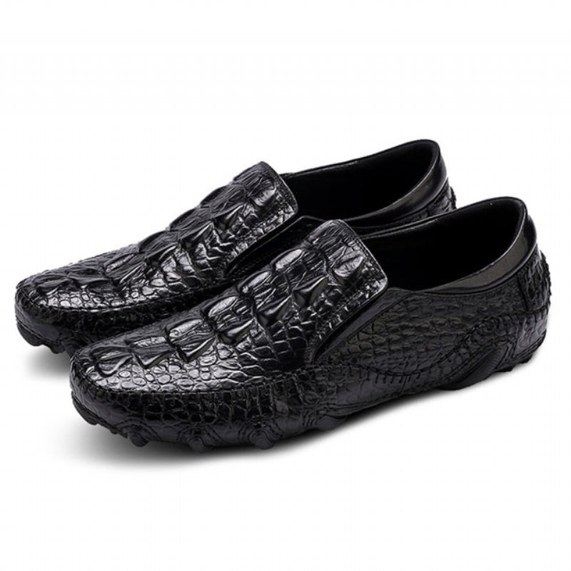 Ανδρικά Παπούτσια Casual Πολυτέλεια Alligator Texture Slip On Οξφόρδης - Μαύρο