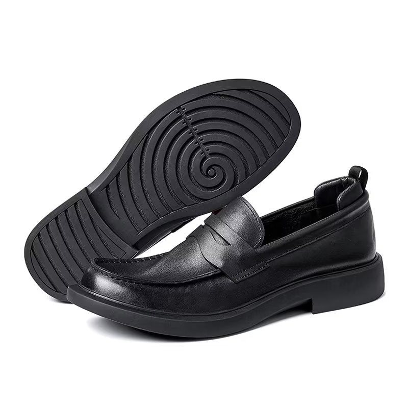 Ανδρικά Παπούτσια Casual Πολυτελή Δερμάτινα Slip-ons Κομψά Στρογγυλά Δάχτυλα - Μαύρος