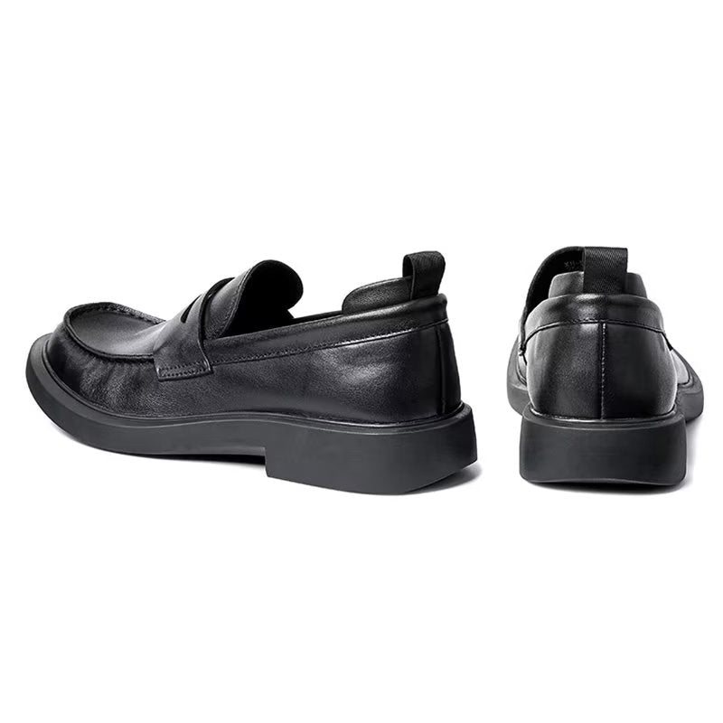 Ανδρικά Παπούτσια Casual Πολυτελή Δερμάτινα Slip-ons Κομψά Στρογγυλά Δάχτυλα - Μαύρος