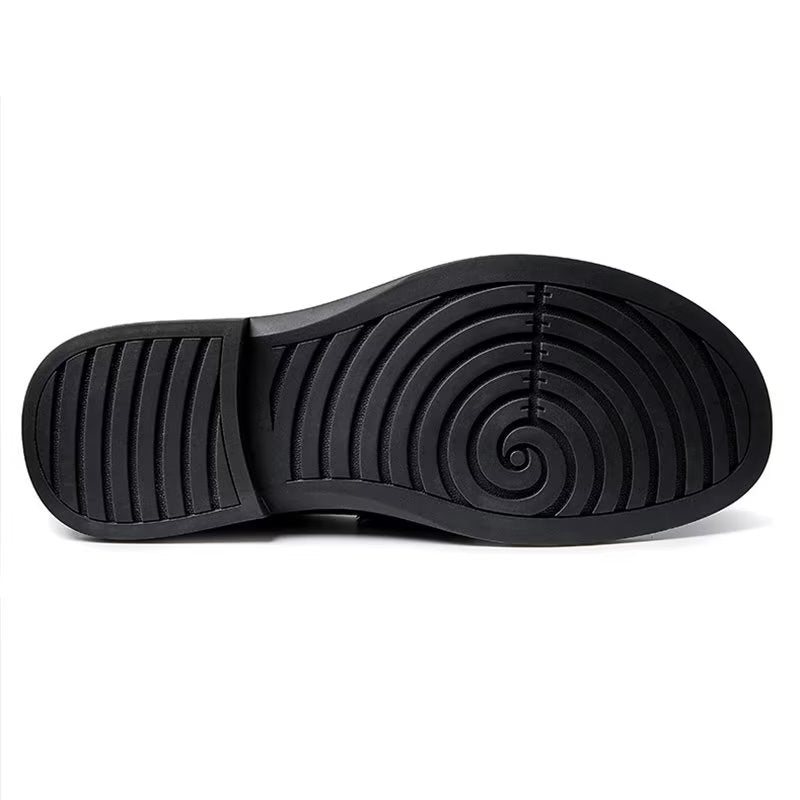 Ανδρικά Παπούτσια Casual Πολυτελή Δερμάτινα Slip-ons Κομψά Στρογγυλά Δάχτυλα - Μαύρος