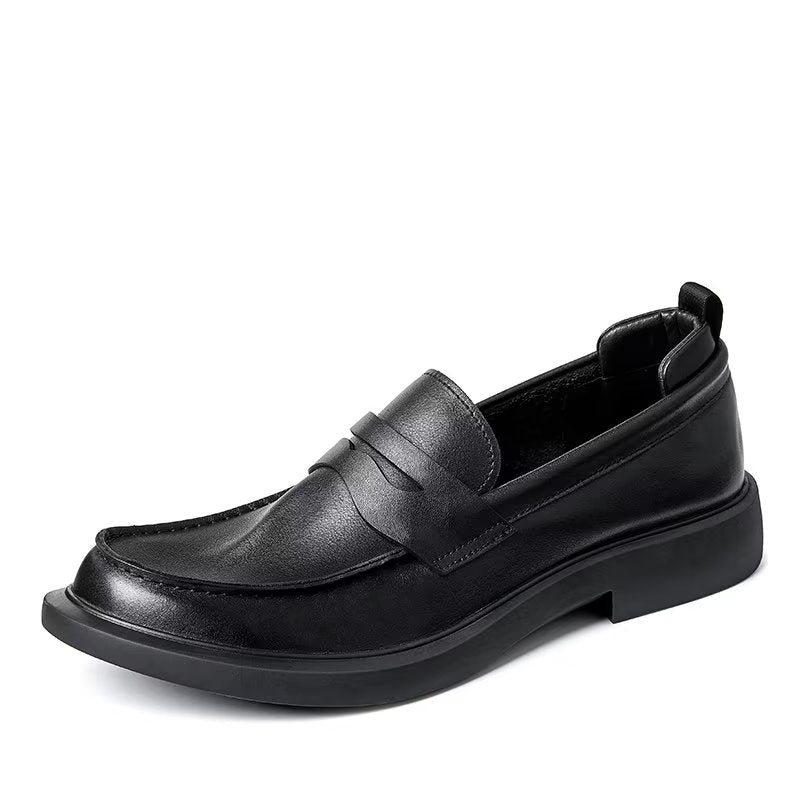 Ανδρικά Παπούτσια Casual Πολυτελή Δερμάτινα Slip-ons Κομψά Στρογγυλά Δάχτυλα - Μαύρος