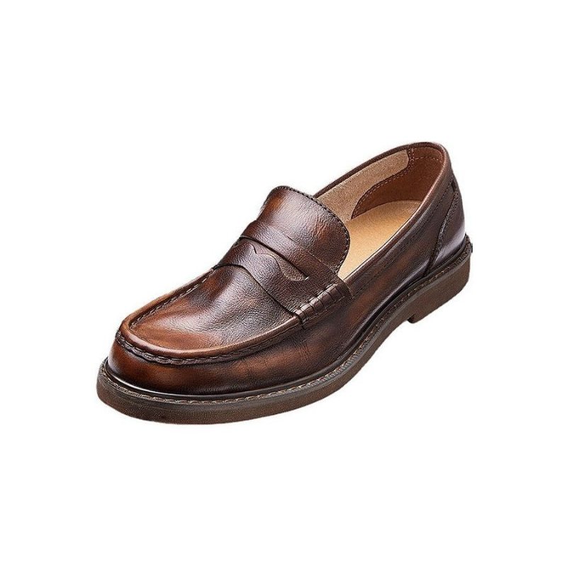 Ανδρικά Παπούτσια Loafers Cowhide Slip-on Moccasin - Καφές