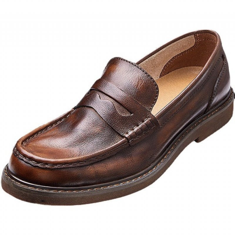 Ανδρικά Παπούτσια Loafers Cowhide Slip-on Moccasin - Καφές