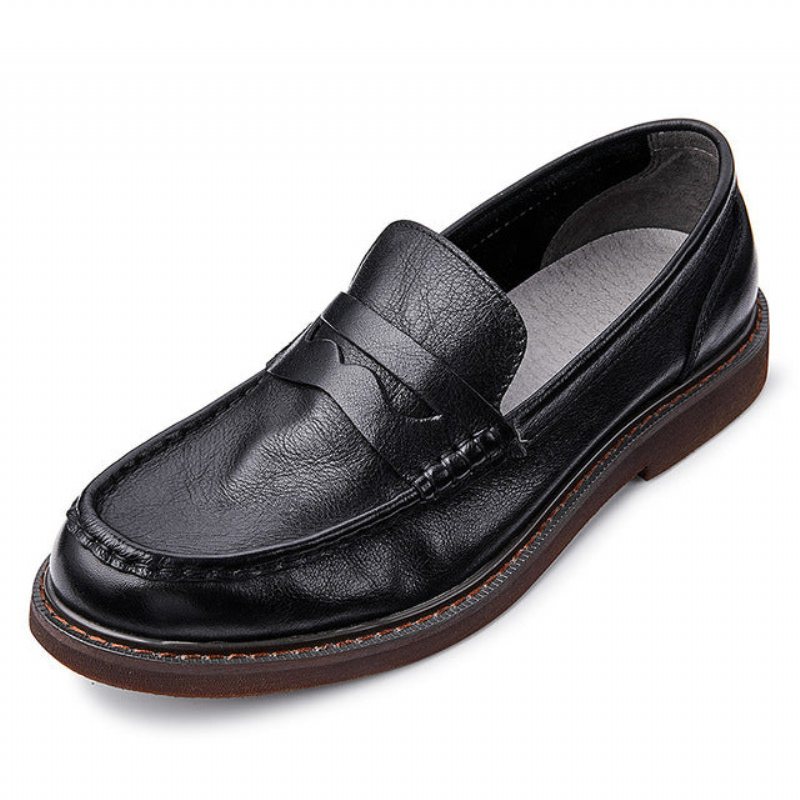 Ανδρικά Παπούτσια Loafers Cowhide Slip-on Moccasin - Μαύρο