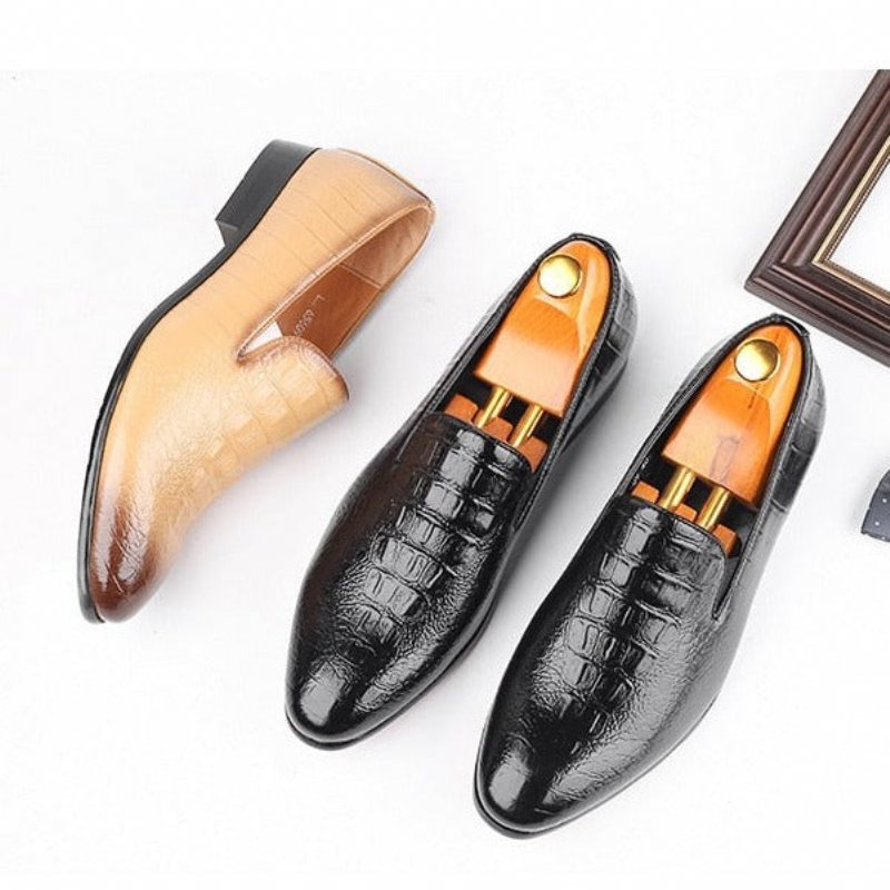 Ανδρικά Παπούτσια Loafers Slip-on Brogue - Μαύρο 