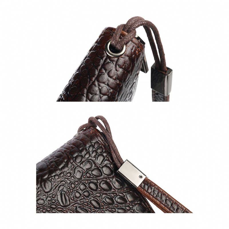 Ανδρικά Πορτοφόλια Πορτοφόλι Vintage Crocodile Leather Long Clutch - Καφές 2